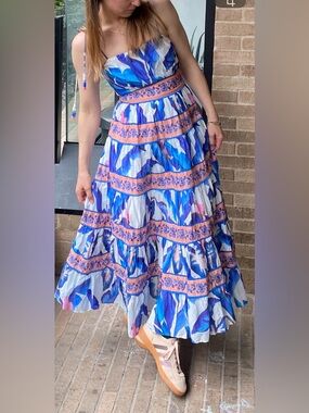 FARM Rio Blue Foliage Midi Dress